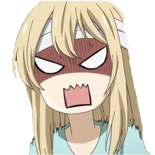 😡 ed0a37ca animé, autocollant, en colère, bandeau, blonde telegram sticker