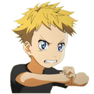 👊 f686f379 animé, garçon, en colère, dessin animé, personnage, jeune, cheveux blonds telegram sticker