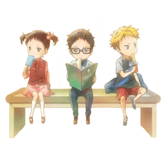 🥰 fb384ea9 Anime, Enfants, Glace, Lecture, Amitié telegram sticker