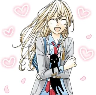 💖 fc13da50 Anime, Fille, Coeurs, Kawaii, Mignon, Cheveux blonds telegram sticker