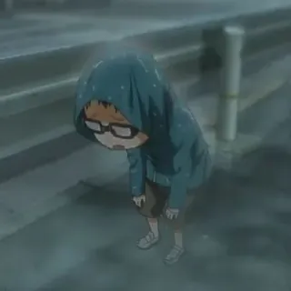 ✨ 47bd7e3c 动漫, 悲伤, 雨, 男孩, 连帽衫 whatsapp sticker