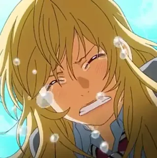 ✨ 4944e2a7 动漫, 哭泣, 金发, 悲伤, 眼泪 whatsapp sticker