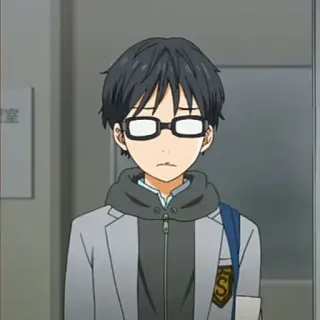 ✨ e3963233 动漫, 角色, 眼镜, 男孩, 校服, 表情 whatsapp sticker