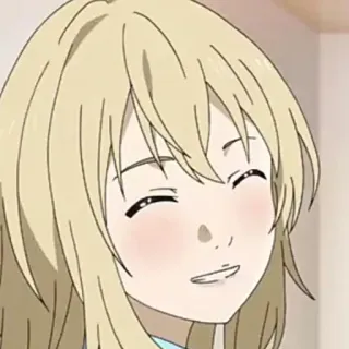 ✨ f354c236 Kaori Miyazono Your Lie in April 动漫, 女孩, 金发, 微笑, 角色, 肖像, 可爱 whatsapp sticker