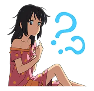 🤔 3edc8f5d Anime, Point d'interrogation, Personnage, Fille, Confuse, Réflexion, Dessin animé telegram sticker