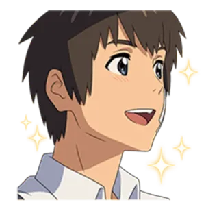 😍 19933f23 Taki Tachibana Your Name Anime, Charakter, Männlich, Braunes Haar, Illustration whatsapp sticker