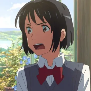 🍣 088facf6 Mitsuha Miyamizu Your Name Anime, Mundur szkolny, Mitsuha, Miyamizu, Your Name, Zły telegram sticker