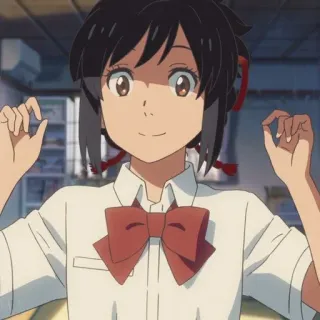 🍣 6d28061f Mitsuha Miyamizu Your Name Anime, Film, Postać, Dziewczyna, Słodkie, Uczennica, Japoński telegram sticker