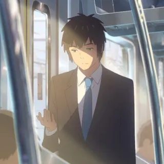 🍣 9c2b1238 Taki Tachibana Your Name Anime, Manga, Postać, Your Name, Taki Tachibana, Chłopak, Pociąg telegram sticker