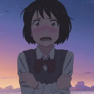 🍣 e7425380 dziewczyna anime, rumieniąca się, mundurek szkolny, zmartwiona, postać anime telegram sticker