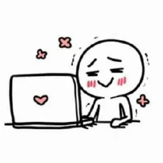 🍊 2ae9c59d การ์ตูน, แล็ปท็อป, ความรัก, น่ารัก, สติกเกอร์, มีความสุข telegram sticker