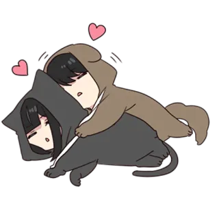 🤗 6923e623 卡通, 卡哇伊, 可爱, 情侣, 爱, 动物服装 telegram sticker