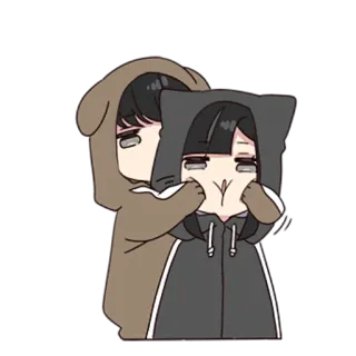 😻 9dfcef3a 卡通, 可爱, 动漫, 卡哇伊, 情侣, 拥抱, 友谊 telegram sticker