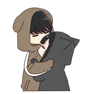 😻 ecaf7fc4 情侣, 拥抱, 动漫, 可爱, 卡哇伊, 爱 telegram sticker