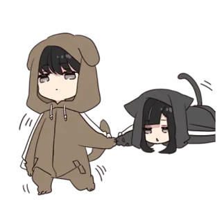 😒 f75ef889 Q版, 可爱, 动漫, 卡通, 狗, 猫, 角色, 贴纸 telegram sticker