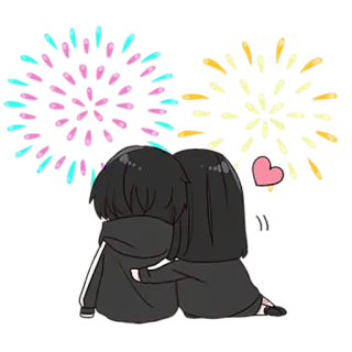 🤗 8f473b39 pasangan, anime, cinta, kembang api, romantis, imut whatsapp sticker