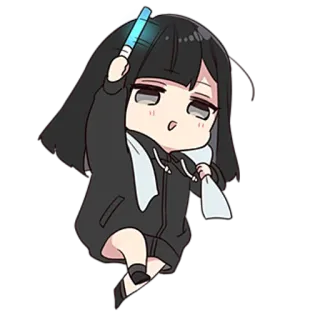 😊 a7c128a3 Anime, Gadis, Lucu, Chibi, Rambut gelap, Hoodie whatsapp sticker