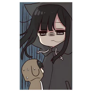 😔 4ab8768b Anime, Kartun, Chibi, Hoodie, Anjing, Lucu telegram sticker