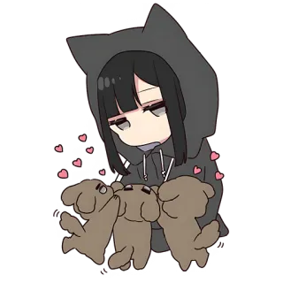 🥰 96f7ab25 anime, gadis kucing, anjing, imut, hati, kawaii, hoodie telegram sticker