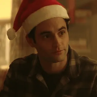 ☺️ e4dcdf1d homem, natal, gorro de papai noel, retrato, sorrindo, camisa xadrez telegram sticker