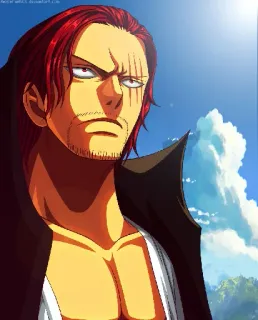 😕 0f2675d7 Shanks One Piece Аниме, Пират, Шанкс, Ван Пис, рыжие волосы, шрам telegram sticker