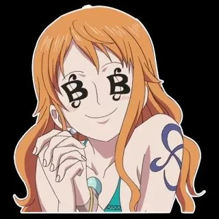 🤑 1a9c37e8 Nami One Piece аниме, ван пис, нами, деньги, жадный telegram sticker