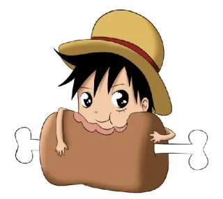 🍖 6a833f13 Monkey D. Luffy One Piece Аниме, Ван Пис, Луффи, Мультфильм, Еда, Мясо telegram sticker