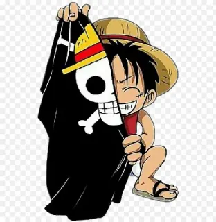 😁 b9cc1b49 Luffy One Piece Аниме, Мультфильм, Пират, Череп, Луффи, One Piece telegram sticker