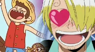 😍 d345e7af Monkey D. Luffy, Sanji One Piece Аниме, Ван Пис, Луффи, Санджи, Мультфильм telegram sticker