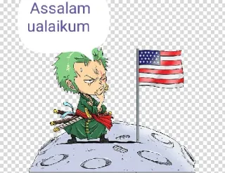 🤚 ed365421 Zoro One Piece Assalam ualaikum Аниме, Флаг, Мультфильм, Персонаж, Привет telegram sticker