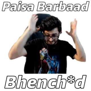 🤣 dfbf4c7b Paisa Barbaad
Bhench*d 인도, 밈, 웃긴, CarryMinati, 돈 낭비 telegram sticker