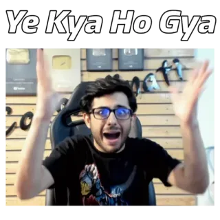 🤣 e74e9d39 Ye Kya Ho Gaya 반응, 충격, 인도 유튜버, CarryMinati, 밈 telegram sticker