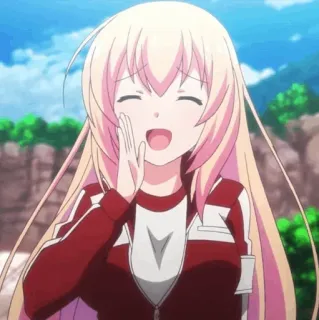 💈 2032639e аниме, девушка, улыбка, милая, блондинка telegram sticker