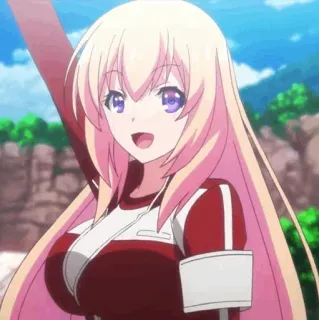 💈 24873d7d Аниме, Девушка, Милая, Улыбка, Блондинка, Фиолетовые глаза, Персонаж, Анимация telegram sticker