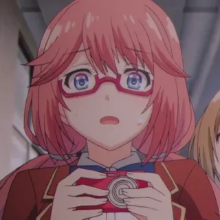 💈 41dd4eff Аниме, Девушка, Очки, Розовые волосы, Персонаж, Иллюстрация telegram sticker