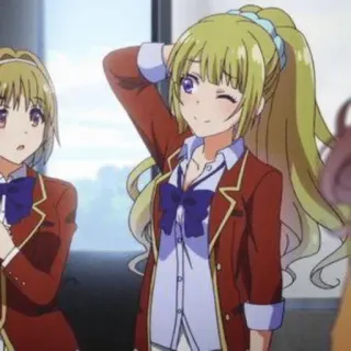 💈 5ca41aa5 Kei Karuizawa Classroom of the Elite Аниме, Classroom of the Elite, Кей Каруидзава, Подмигивание, Светлые волосы, Аниме девушка, Школьная форма telegram sticker