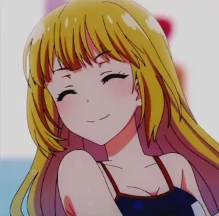 💈 61fa851f аниме девушка, блондинка, улыбается, аниме персонаж, милая, счастливая telegram sticker