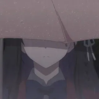 💈 a95af1c8 Аниме, Девушка, Зонт, Дождь, Грустный, Меланхоличный telegram sticker