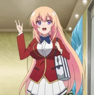 💈 ed7610ec Аниме, Девочка, Школьная форма, Машет рукой, Милая telegram sticker