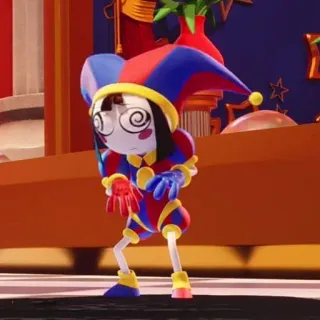 ☺️ c64ec66b Pomni The Amazing Digital Circus kartun, badut, harlequin, sirkus, sirkus digital, lucu, unik, imut telegram sticker