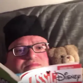 🍡 80eb126f Disney disney, book, reading, person, glasses, teddy bear telegram sticker