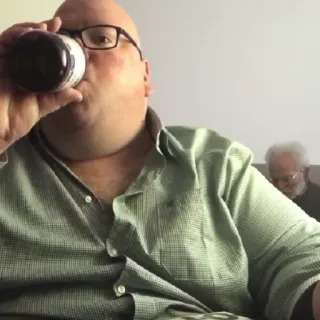 🍥 8a4ad412 man, drinking, person, glasses, bald, elderly telegram sticker