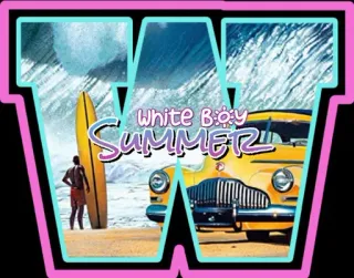 😎 4ffe68f4 White Boy Summer verano, playa, surf, retro, coche, olas whatsapp sticker