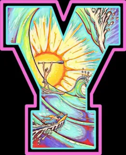 😎 be9ebbb0 Letra Y, Surf, Olas, Océano, Sol, Verano, Tropical whatsapp sticker