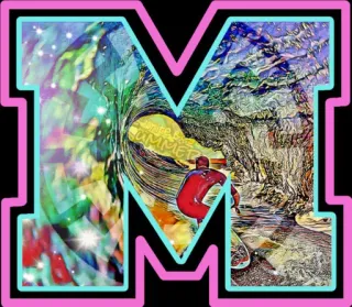 😎 d8514b5b SUMMER verano, ola, surf, letra M, mar, vacaciones whatsapp sticker