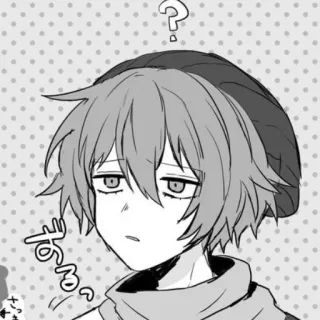 😒 125b0d7d さっきー Аниме стиль, Вопросительный знак, Манга, Серый тон, Мальчик telegram sticker