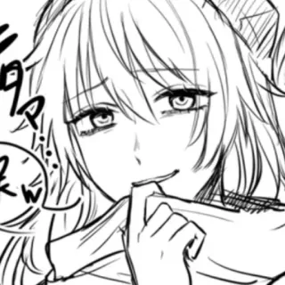 😉 467ac6db Аниме, Манга, Рога, Эскиз, Ухмылка, Женщина, Рисунок telegram sticker