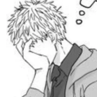 🤦 4e71ad58 Аниме, Манга, Парень, Грустный, Думает, Эскиз, Иллюстрация telegram sticker