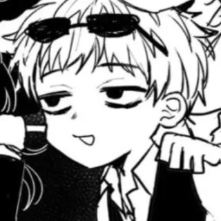 😎 5bca8541 Аниме, Манга, Персонаж, Чёрно-белое, Солнцезащитные очки telegram sticker