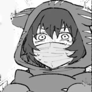 🙀 87e02451 Стиль аниме, Маска, Толстовка, Тревожный, Иллюстрация персонажа telegram sticker